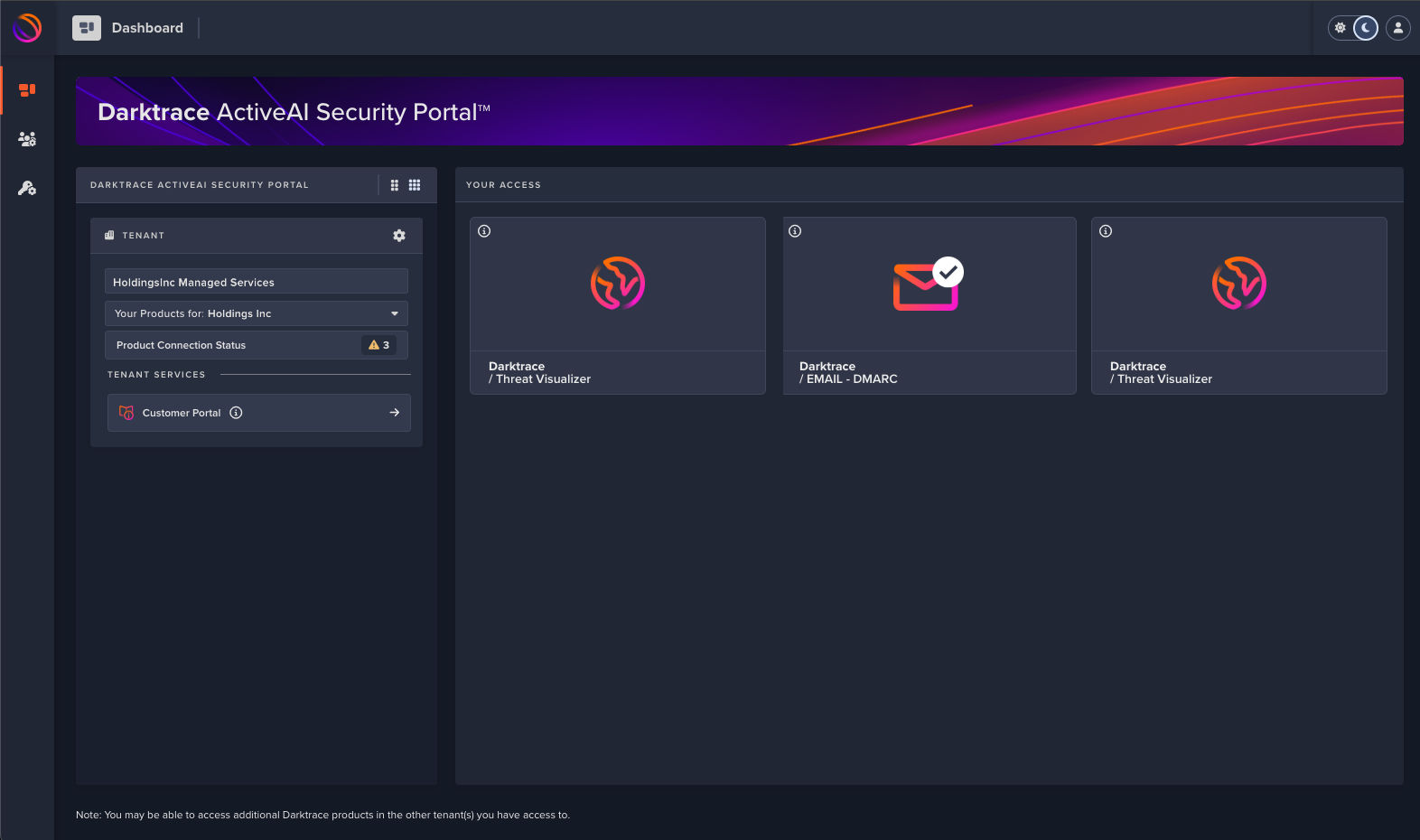 Active AI Security Portal – Centralised access for analysts across multiple Darktrace tenants.